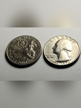 1976 P DUS Bicentennial Quarter Pair - Silver Tone CLAD CIRCULATED